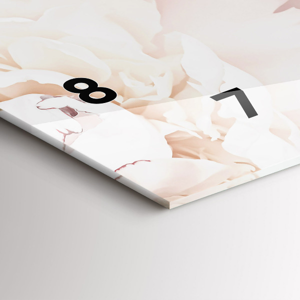 Ceas orizontale de perete din sticlă Flori de bujor