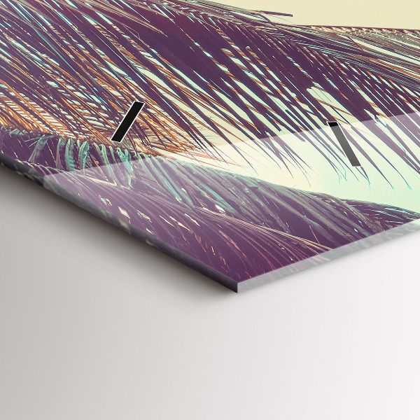 Ceas orizontale de perete din sticlă Palmieri tropicali