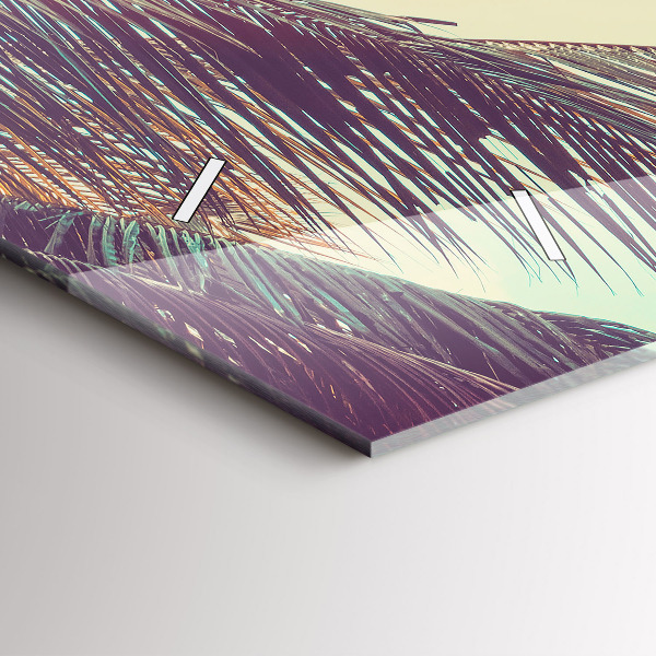 Ceas orizontale de perete din sticlă Palmieri tropicali