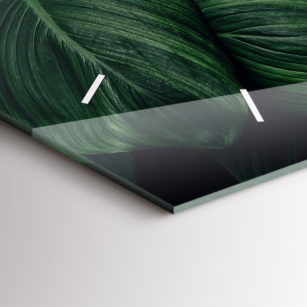 Ceas orizontale de perete din sticlă Monstera tropicală