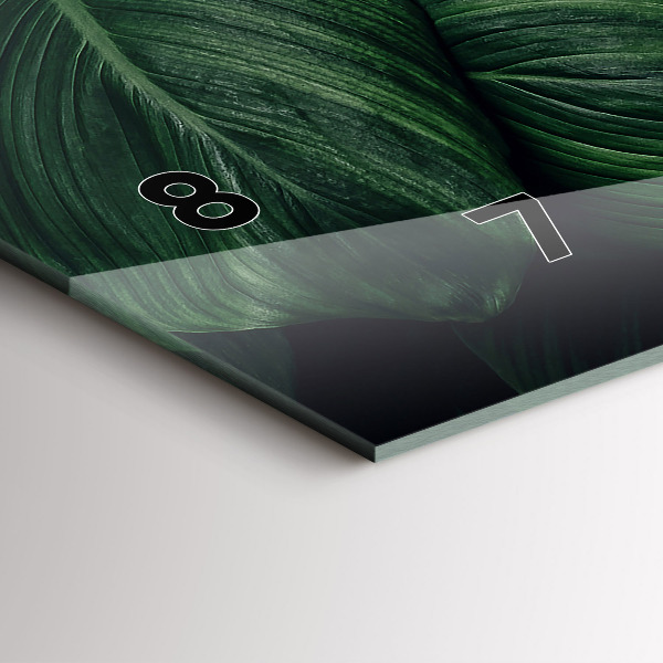 Ceas orizontale de perete din sticlă Monstera tropicală