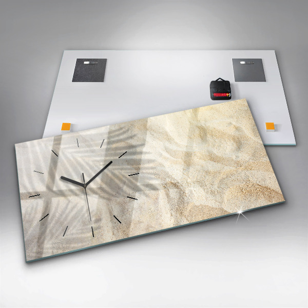Ceas orizontale de perete din sticlă Umbra unui palmier în nisip