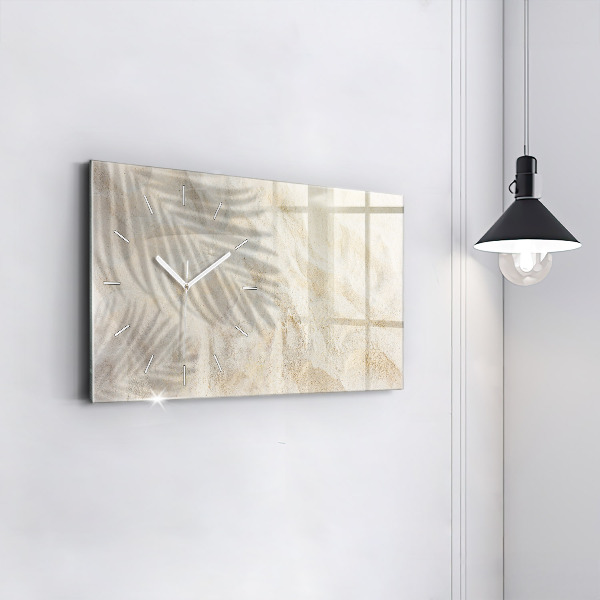 Ceas orizontale de perete din sticlă Umbra unui palmier în nisip