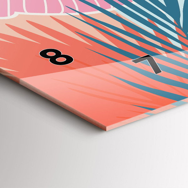 Ceas orizontale de perete din sticlă Frunze pastelate