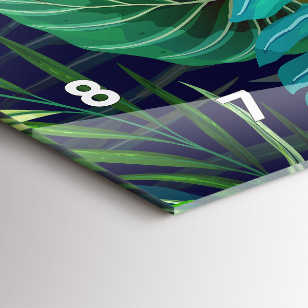 Ceas orizontale de perete din sticlă Frunze exotice