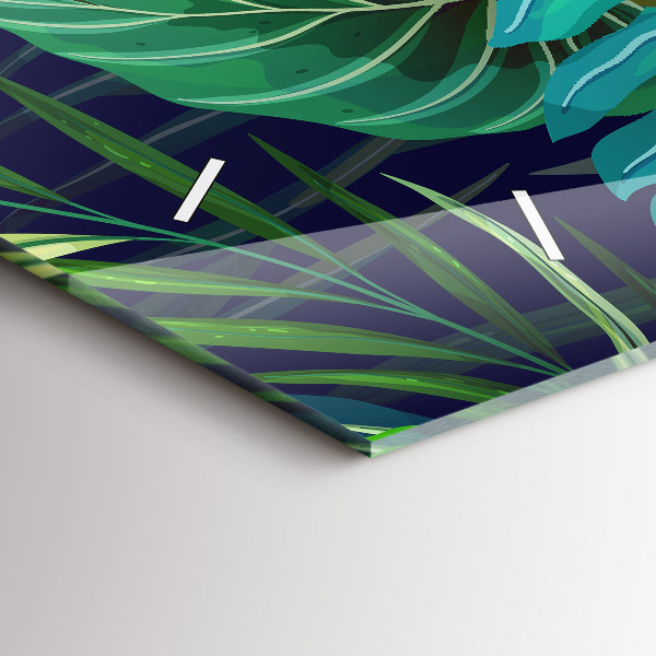 Ceas orizontale de perete din sticlă Frunze exotice