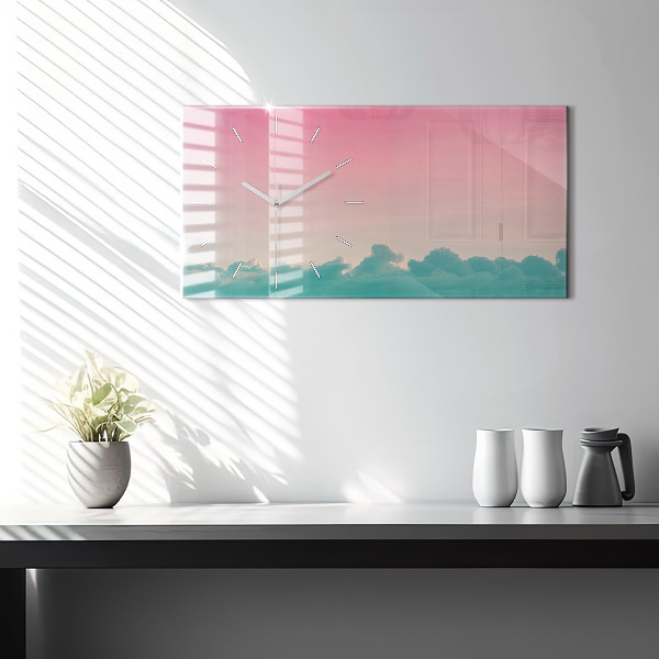 Ceas orizontale de perete din sticlă Cer în degrade