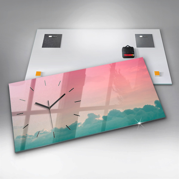 Ceas orizontale de perete din sticlă Cer în degrade