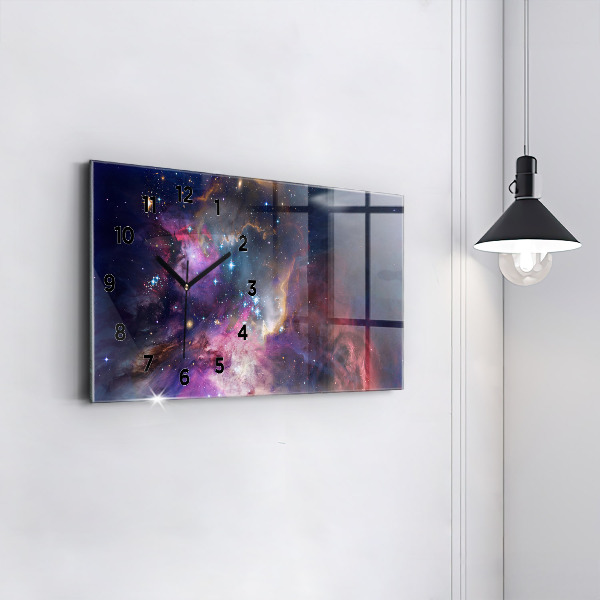 Ceas orizontale de perete din sticlă Lumea galaxiei