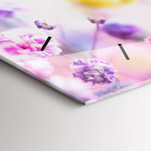 Ceas orizontale de perete din sticlă Flori în pajiște