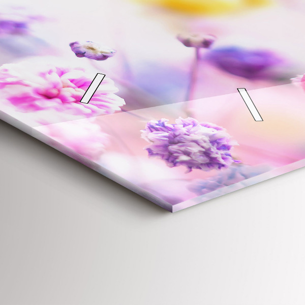 Ceas orizontale de perete din sticlă Flori în pajiște