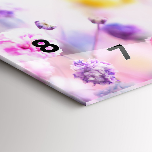 Ceas orizontale de perete din sticlă Flori în pajiște