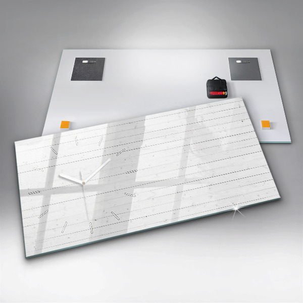 Ceas orizontale de perete din sticlă Model de panouri din lemn