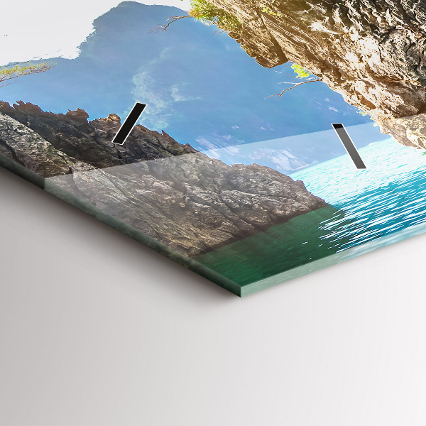 Ceas orizontale de perete din sticlă Lac copaci natura