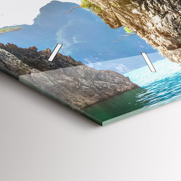 Ceas orizontale de perete din sticlă Lac copaci natura