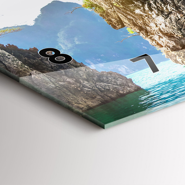 Ceas orizontale de perete din sticlă Lac copaci natura