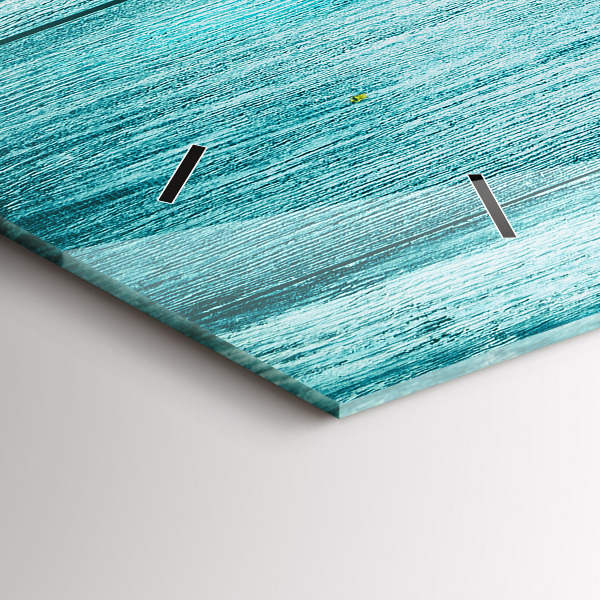 Ceas orizontale de perete din sticlă Lemn vechi albastru