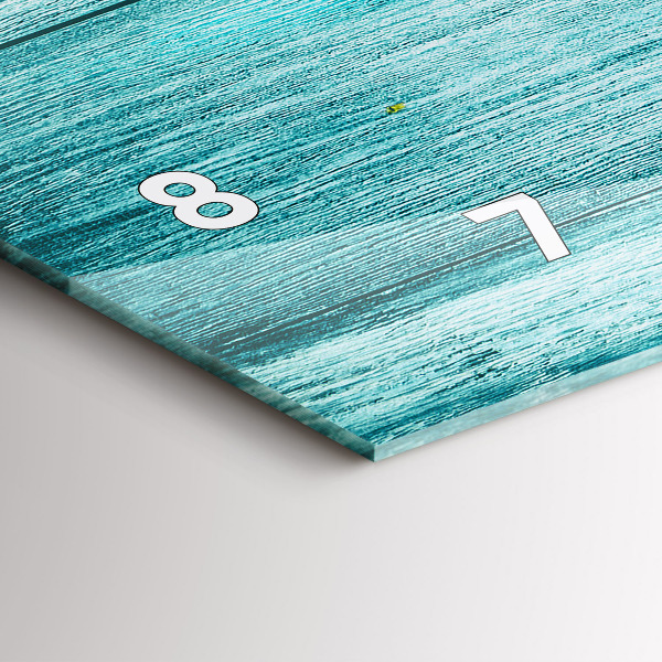 Ceas orizontale de perete din sticlă Lemn vechi albastru