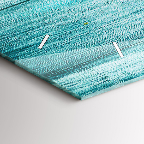 Ceas orizontale de perete din sticlă Lemn vechi albastru