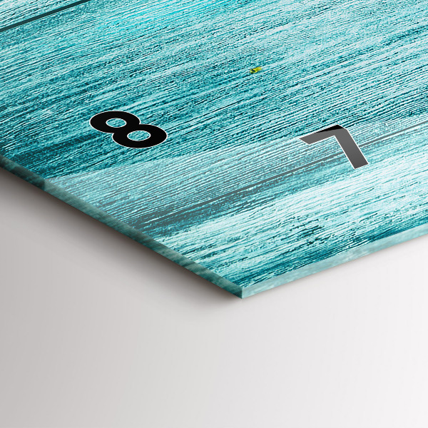 Ceas orizontale de perete din sticlă Lemn vechi albastru