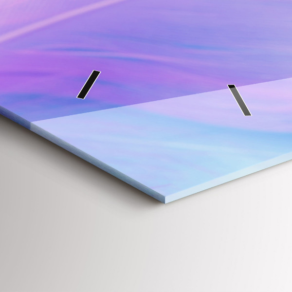 Ceas orizontale de perete din sticlă Pene colorate