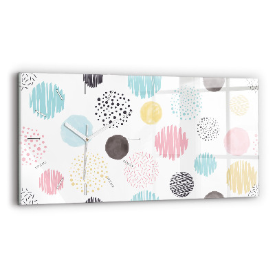 Ceas orizontale de perete din sticlă Model geometric