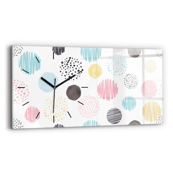 Ceas orizontale de perete din sticlă Model geometric