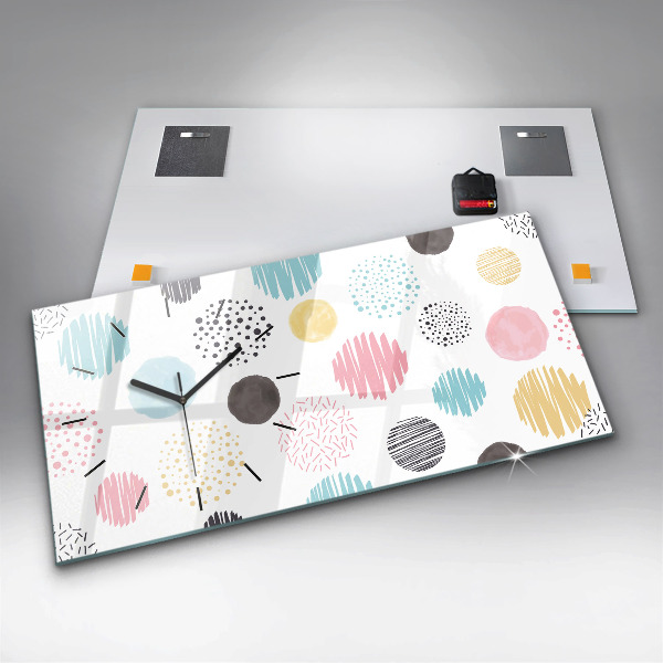 Ceas orizontale de perete din sticlă Model geometric