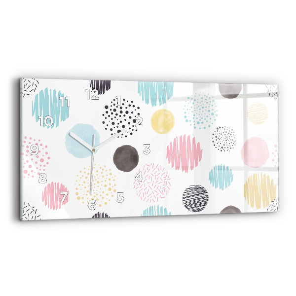 Ceas orizontale de perete din sticlă Model geometric