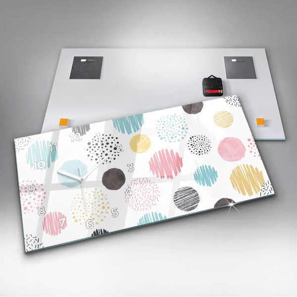 Ceas orizontale de perete din sticlă Model geometric