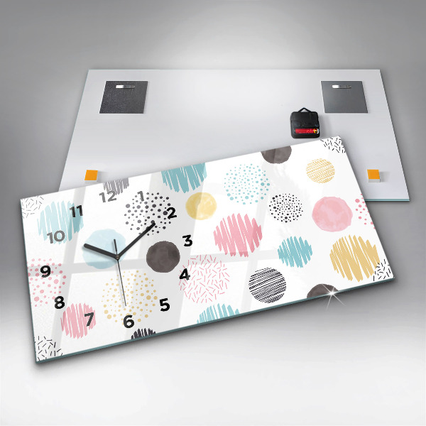 Ceas orizontale de perete din sticlă Model geometric