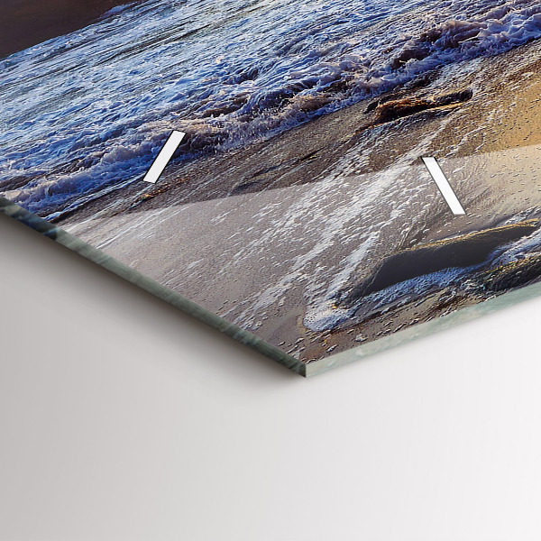 Ceas orizontale de perete din sticlă Apus de soare pe plajă