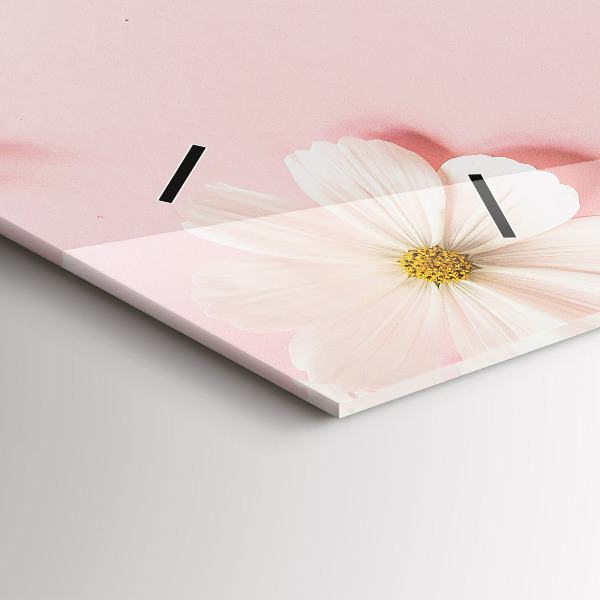 Ceas orizontale de perete din sticlă Flori de margarete