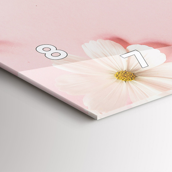 Ceas orizontale de perete din sticlă Flori de margarete