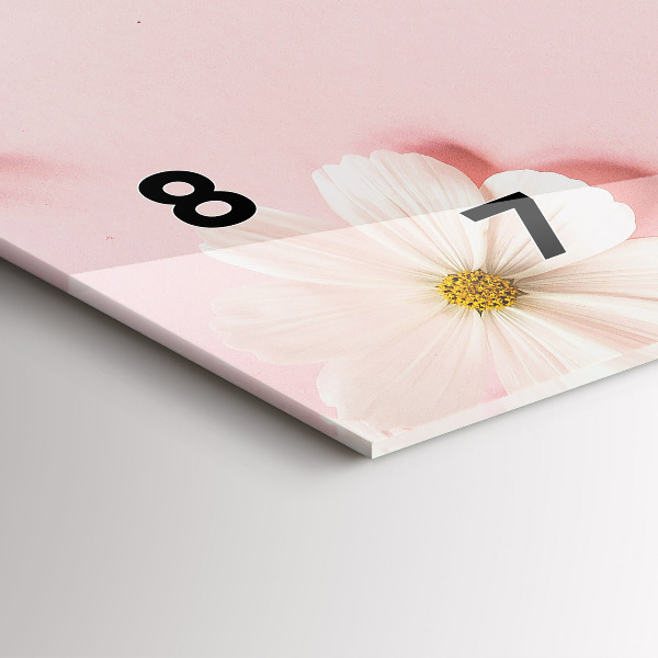 Ceas orizontale de perete din sticlă Flori de margarete