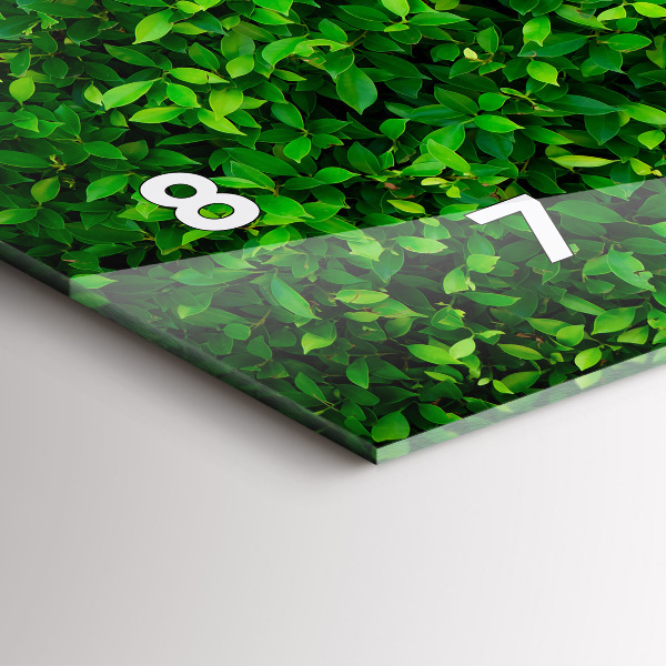 Ceas orizontale de perete din sticlă Frunze de gard viu