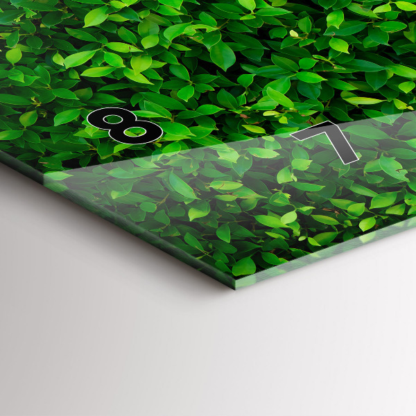 Ceas orizontale de perete din sticlă Frunze de gard viu