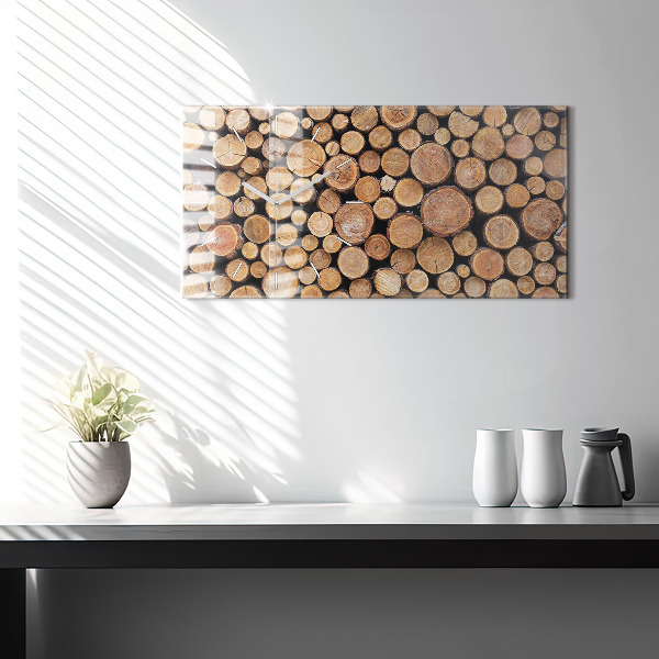 Ceas orizontale de perete din sticlă Inele de copac