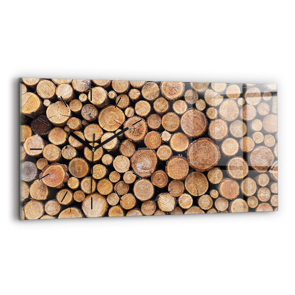 Ceas orizontale de perete din sticlă Inele de copac