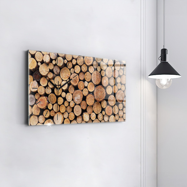 Ceas orizontale de perete din sticlă Inele de copac