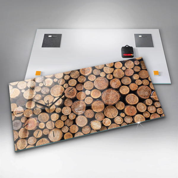 Ceas orizontale de perete din sticlă Inele de copac