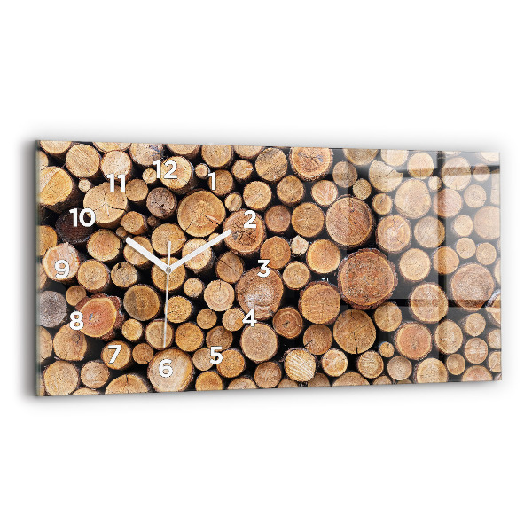Ceas orizontale de perete din sticlă Inele de copac