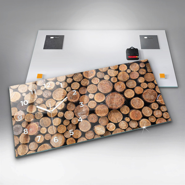 Ceas orizontale de perete din sticlă Inele de copac