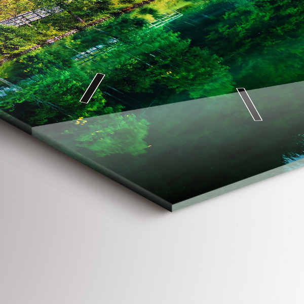 Ceas orizontale de perete din sticlă Peisajul lacului