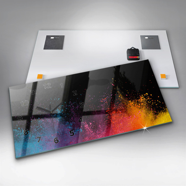 Ceas orizontale de perete din sticlă O explozie de culori