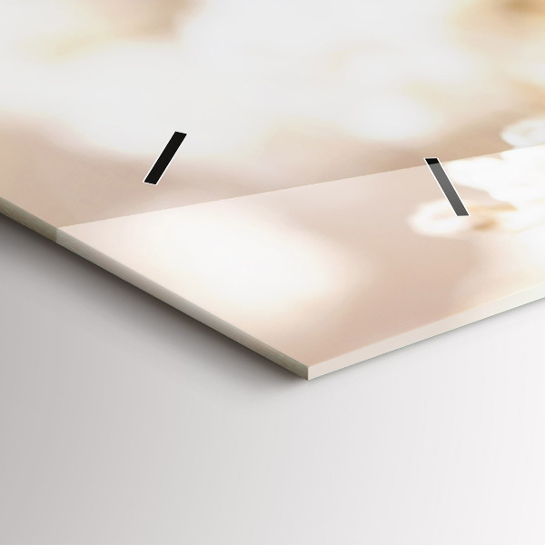 Ceas orizontale de perete din sticlă Flori mici albe