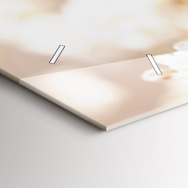 Ceas orizontale de perete din sticlă Flori mici albe