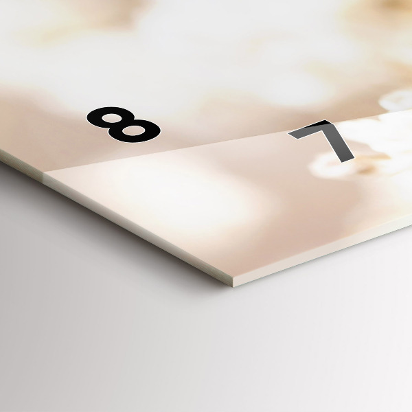 Ceas orizontale de perete din sticlă Flori mici albe