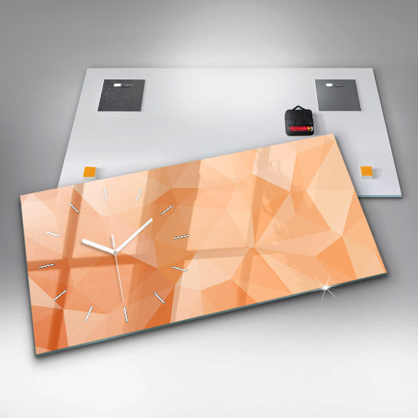 Ceas orizontale de perete din sticlă Triunghiuri abstracte