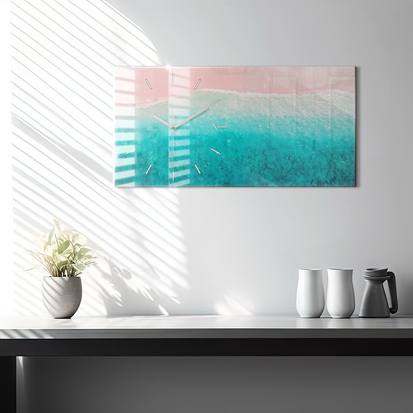 Ceas orizontale de perete din sticlă Plaja cu nisip de mare